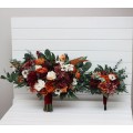 Bouquets in burnt orange burgundy cream color theme. Bridal bouquet. Faux bouquet. Bridesmaid bouquet. 5323