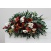  Flower arch arrangement in burnt orange burgundy cream colors.  Arbor flowers. Floral archway. Faux flowers for wedding arch. 5323