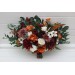 Bouquets in burnt orange burgundy cream color theme. Bridal bouquet. Faux bouquet. Bridesmaid bouquet. 5323