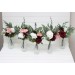 Burgundy blush pink ivory white mini bouquets for vases. Flowers for wedding decor. Centerpiece. 5036