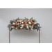  Flower arch arrangement in rust orange cream colors.  Arbor flowers. Floral archway. Faux flowers for wedding arch. 5179