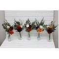 Rust burgundy ivory mini bouquets for vases. Flowers for wedding decor. Centerpiece. 5272