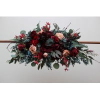  Flower arch arrangement in burgundy red beige teal blue colors.  Arbor flowers. Floral archway. Faux flowers for wedding arch. 5327