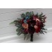 Bouquets in burgundy red beige teal blue color theme. Bridal bouquet. Faux bouquet. Bridesmaid bouquet. 5327