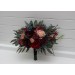 Bouquets in burgundy red beige teal blue color theme. Bridal bouquet. Faux bouquet. Bridesmaid bouquet. 5327