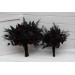 Bouquets in black and burgundy color theme. Bridal bouquet. Faux bouquet. Bridesmaid bouquet. Cascading bouquet. 5325