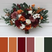 Bouquets in burnt orange burgundy cream color theme. Bridal bouquet. Faux bouquet. Bridesmaid bouquet. 5323
