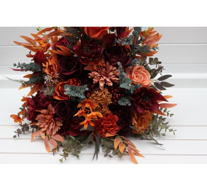 Standing flowers in rust burgundy cinnamon orange color scheme. Aisle flowers. Wedding decorations. Floor flowers. 0033