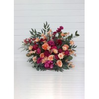 Standing flowers in magenta peach coral  color scheme. Aisle flowers. Wedding decorations. Floor flowers. 5295