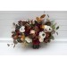 Cascade bouquet. Burgundy ivory white brown flowers. Bridal bouquet. Faux bouquet. Fall wedding bouquet. Silk flowers. Boho wedding. Brown oliva greenery. Bridal bouquet. Faux bouquet. Bridesmaid bouquet. 5310