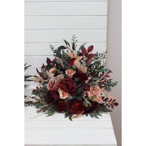 Standing flowers in red burgundy dusty rose peach color scheme. Aisle flowers. Wedding decorations. Floor flowers. 0501