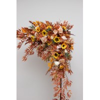  Flower arch arrangement in rust ivory colors.  Arbor flowers. Floral archway. Faux flowers for wedding arch. Sunflowers arch. 5328