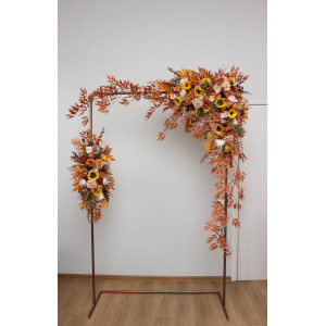  Flower arch arrangement in rust ivory colors.  Arbor flowers. Floral archway. Faux flowers for wedding arch. Sunflowers arch. 5328