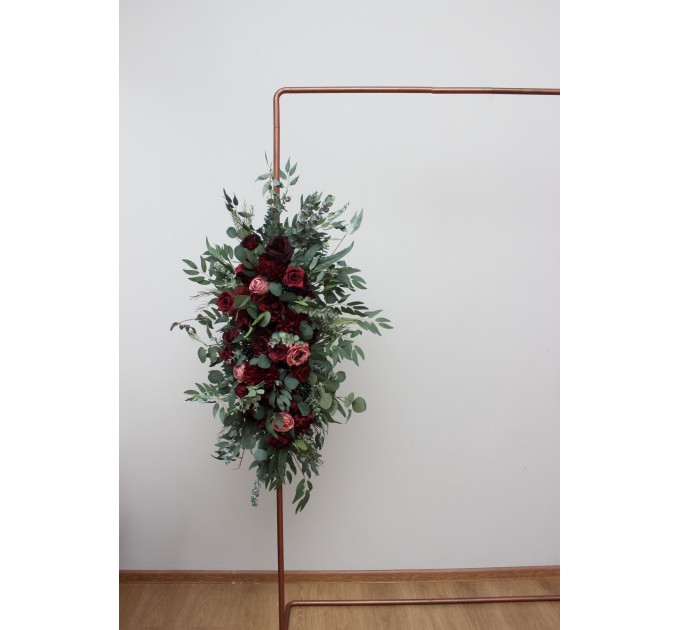  Flower arch arrangement in burgundy dusty rose colors.  Arbor flowers. Floral archway. Faux flowers for wedding arch. 5329