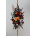  Flower arch arrangement in burnt orange red burgundy colors.  Arbor flowers. Floral archway. Faux flowers for wedding arch. 5103