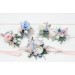  Wedding boutonnieres  in dusty blue blush pink white color scheme. Flower accessories. 0509-1