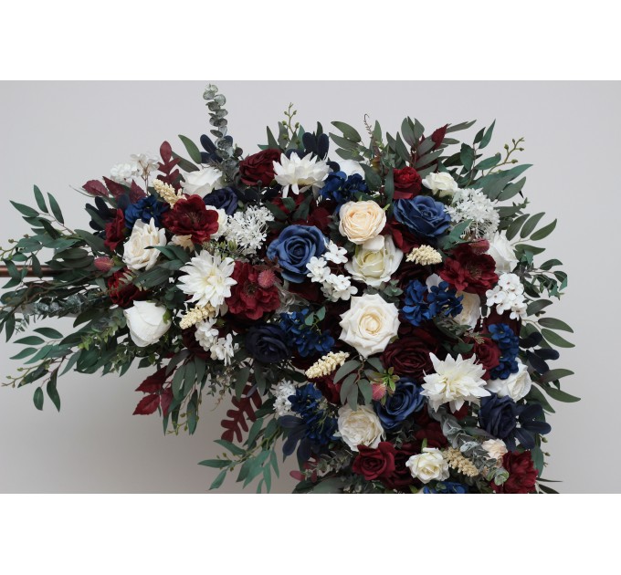  Flower arch arrangement in burgundy ivory navy blue  colors.  Arbor flowers. Floral archway. Faux flowers for wedding arch. 5097