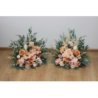 Standing flowers in orange blush pink color scheme. Aisle flowers. Wedding decorations. Floor flowers. 5071