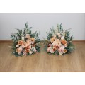 Standing flowers in orange blush pink color scheme. Aisle flowers. Wedding decorations. Floor flowers. 5071