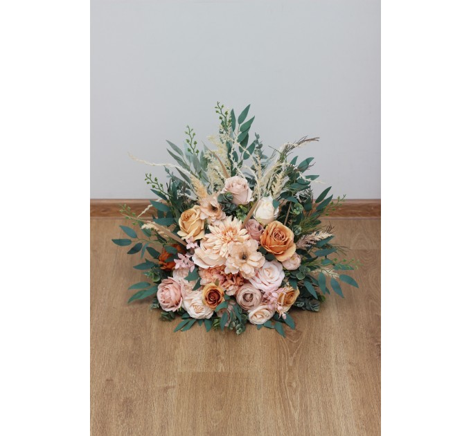 Standing flowers in orange blush pink color scheme. Aisle flowers. Wedding decorations. Floor flowers. 5071