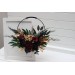 Flower hoop in burgundy black gold green color scheme. Alternative bridesmaid bouquet. 5305