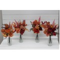 Mini bouquets for vases. Flowers for wedding decor. Table flowers in rust burgundy orange colors. Centerpiece. 5073