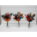 Mini bouquets for vases in rust teal burgundy gold color scheme. Flowers for wedding decor. Table flowers. Centerpiece. 5208