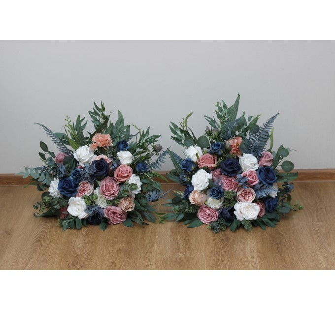 Standing flowers in dusty rose mauve navy blue color scheme. Aisle flowers. Wedding decorations. Floor flowers. 5046