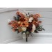 Wedding bouquets in orange ivory rust terracotta colors. Bridal bouquet. Faux bouquet. Bridesmaid bouquet. 5140