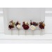  Set of  5 hair pins in  burgundy ivory white color scheme. Hair accessories. Flower accessories for wedding.  5310