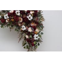  Flower arch arrangement in burgundy ivory white colors.  Arbor flowers. Floral archway. Faux flowers for wedding arch. 5310