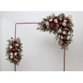  Flower arch arrangement in burgundy ivory white colors.  Arbor flowers. Floral archway. Faux flowers for wedding arch. 5310