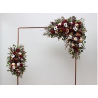  Flower arch arrangement in burgundy ivory white colors.  Arbor flowers. Floral archway. Faux flowers for wedding arch. 5310