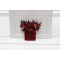 Pocket boutonniere in rust burgundy cinnamon color scheme. Flower accessories. Pocket flowers. Square flowers. 0044