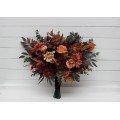 Bouquets in burgundy orange rust brown color theme. Bridal bouquet. Faux bouquet. Bridesmaid bouquet. 5330