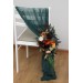 Aisle flowers in rust orange burgundy scheme. Chair flowers. Sign flowers. Marker flowers. Wedding flowers. Flowers for wedding decor. 0035