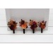  Wedding boutonnieres and wrist corsage  in burgundy orange rust brown color scheme. Flower accessories. 5330