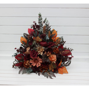 Burgundy Orange Rust  Brown Standing Flowers. Floor Arrangement. 5330