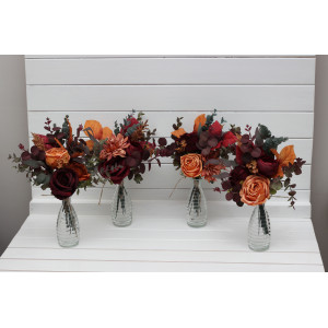 Mini bouquets for vases in burgundy orange rust  brown. 5330