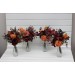 Mini bouquets for vases in burgundy orange rust  brown color scheme. Flowers for wedding decor. Table flowers. Centerpiece. 5330