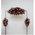  Flower arch arrangement in burgundy orange rust brown colors.  Arbor flowers. Floral archway. Faux flowers for wedding arch. 5330