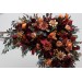  Flower arch arrangement in burgundy orange rust brown colors.  Arbor flowers. Floral archway. Faux flowers for wedding arch. 5330