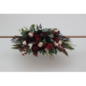  Flower arch arrangement in burgundy black green beige ivory colors.  5279