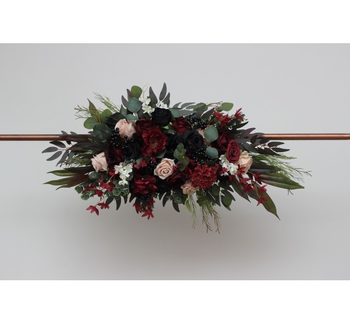  Flower arch arrangement in burgundy black green beige ivory colors.  Arbor flowers. Floral archway. Faux flowers for wedding arch. 5279