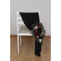 Aisle flowers in burgundy black green beige ivory scheme. Chair flowers. Sign flowers. Marker flowers. Wedding flowers. Flowers for wedding decor. 5279