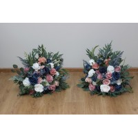 Standing flowers in dusty rose mauve navy blue color scheme. Aisle flowers. Wedding decorations. Floor flowers. 5046