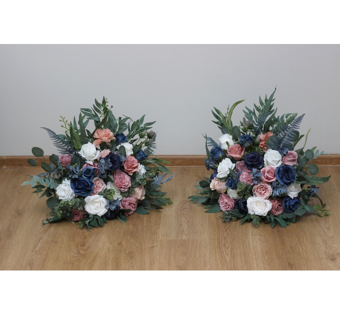 Standing flowers in dusty rose mauve navy blue color scheme. Aisle flowers. Wedding decorations. Floor flowers. 5046