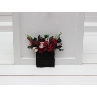 Pocket boutonniere in burgundy black green beige ivory color scheme. Flower accessories. Pocket flowers. Square flowers. 5279