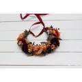 Rust burgundy cinnamon flower crown. #1 Hair wreath. Flower girl crown. Wedding flowers. 0044 EU UK