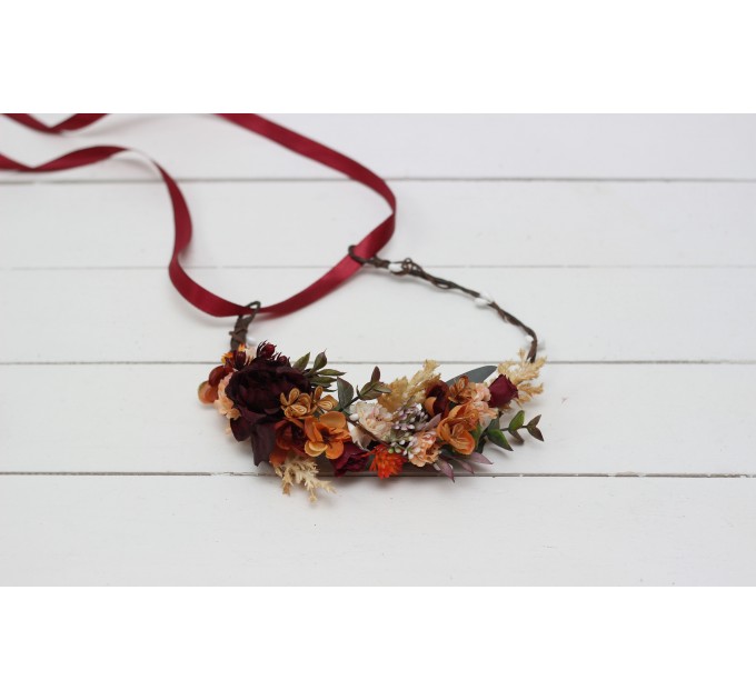 Rust burgundy cinnamon flower crown #2 . Hair wreath. Flower girl crown. Wedding flowers. 0044 EU UK